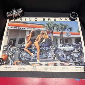 Vtg 1983 Spring Break Harley Davidson Softail Wide Glide Stuart Florida Poster